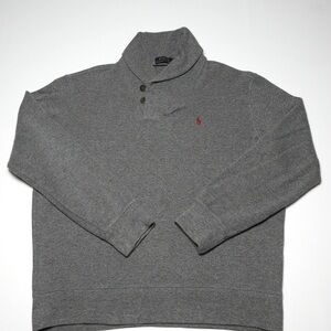 Polo Ralph Lauren Large Heather Gray Luxury Jersey Shawl-Collar Pullover